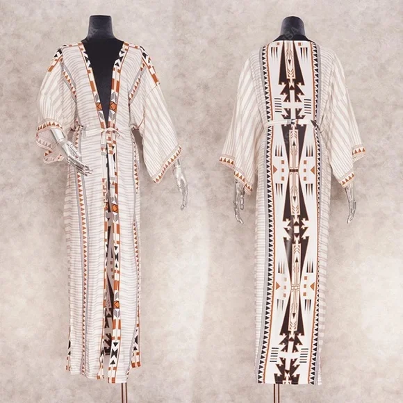 SOLD OUT Western Aztec Boho Tribal Kimono Duster Wrap - Picture 4 of 4